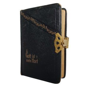Rare Antique 1914 Miniature German Hymnal Leather Cover with Clasp, Gilt Edges